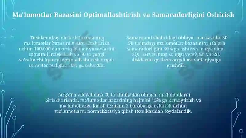 Tibbiy Ma'lumotlar Bazasini Loyihalash 4