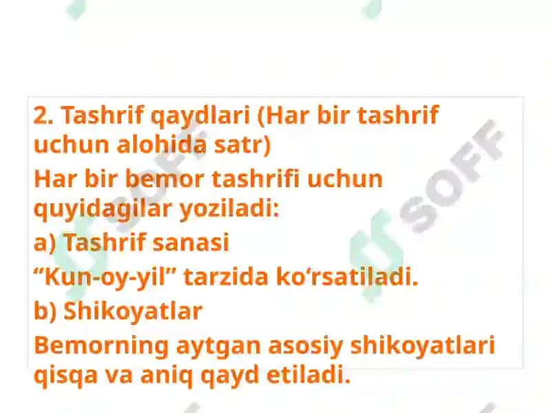 Bemorning ambulator kartasi 043-U shaklida toʻldirish qoidalari 4