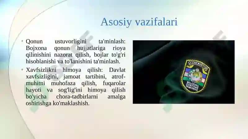 BOJXONA ORGANLARINING HUQUQINI HIMOYA QILISH FAOLIYATINI AMALGA OSHIRISHDAGI ROLI 4
