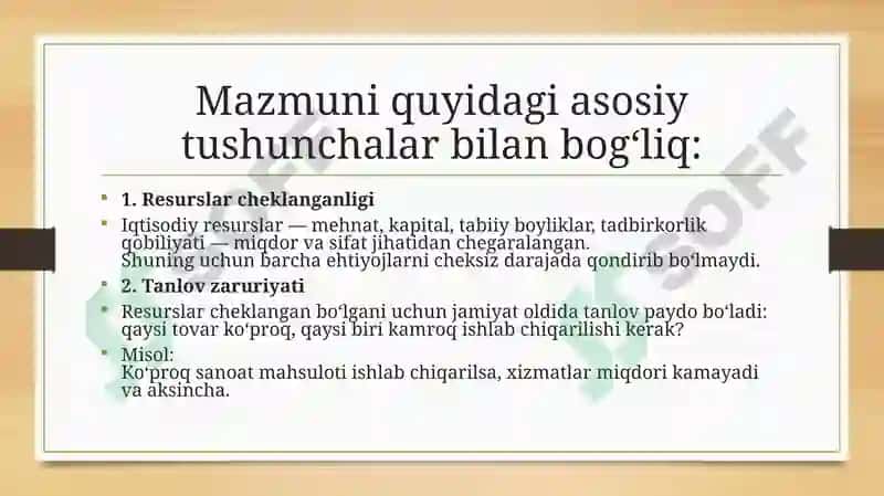 Ishlab chiqarish imkoniyatlari. taqdimot 4