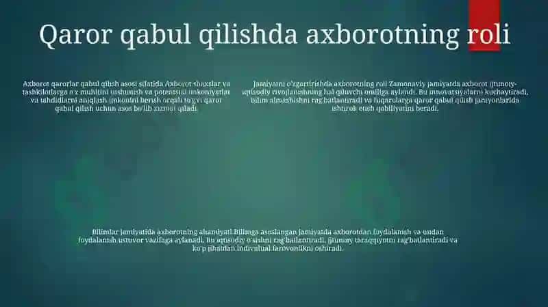 Axborotning Jamiyatdagi O‘Rni Va Ahamiyati 4
