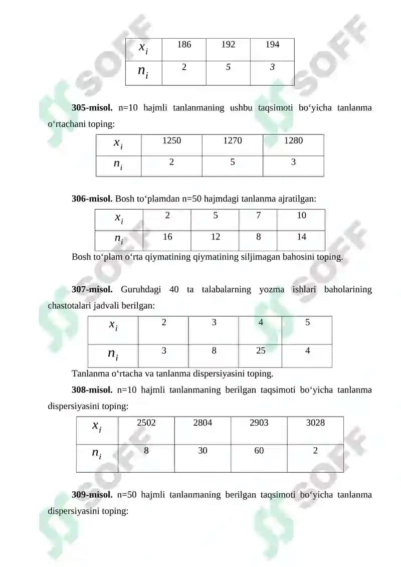 Tanlanma statistikasi 4
