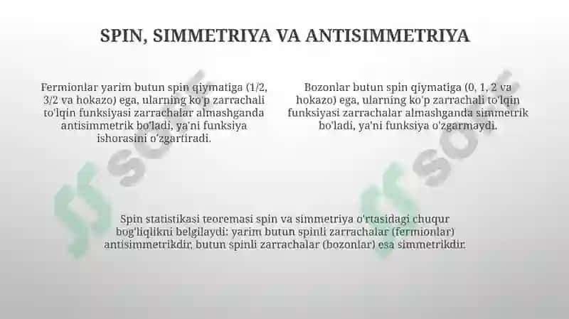 Bozonlar va Fermionlar: Asosiy Tushunchalar va Xususiyatlar 4