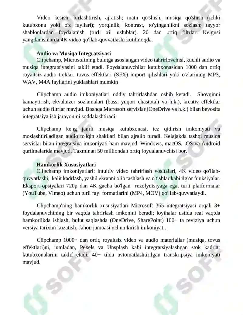 Clipchamp video tahrirlash dasturi 4