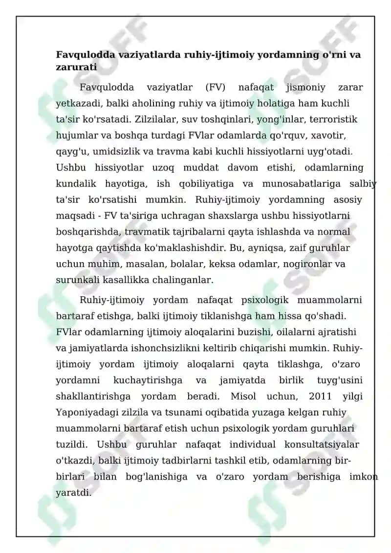 Favquloda vaziyatda ruhiy-ijtimoiy yordamning ahamiyati 4