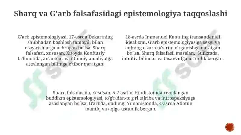Sharq va G'arb falsafasining muqobil jihati 4