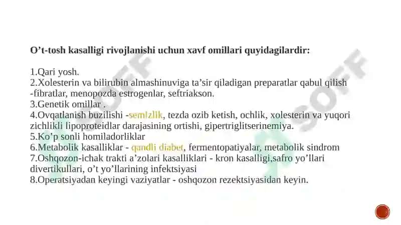 Oʻt tosh kasalliklari va uning sabablari 4