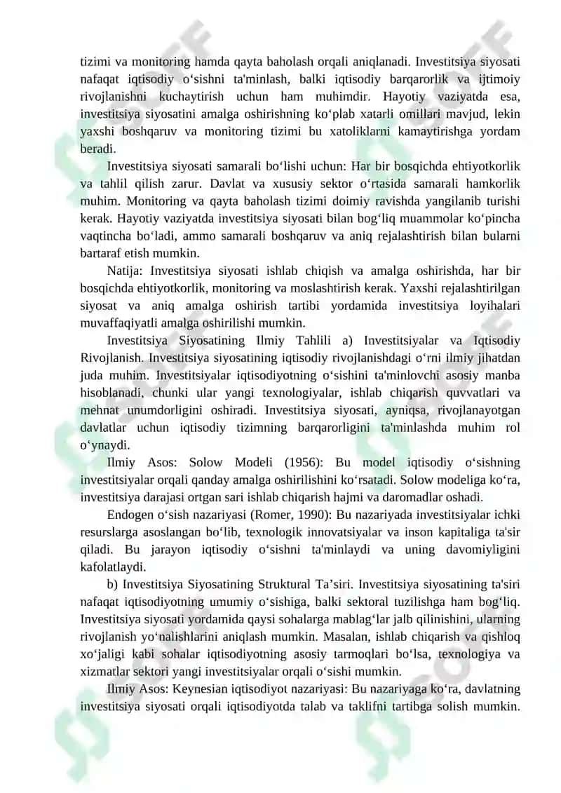 Investitsiya siyosati: uning roli, asosiy yoʻnalishlari va amalga oshirish bosqichlari 4