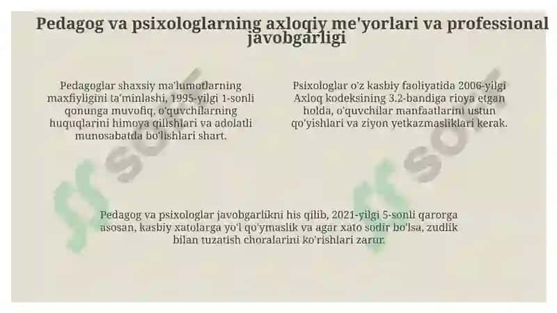 Pedagog va psixologlarning tarbiyachisiga qoʻyiladigan talablar va ish metodlari 4