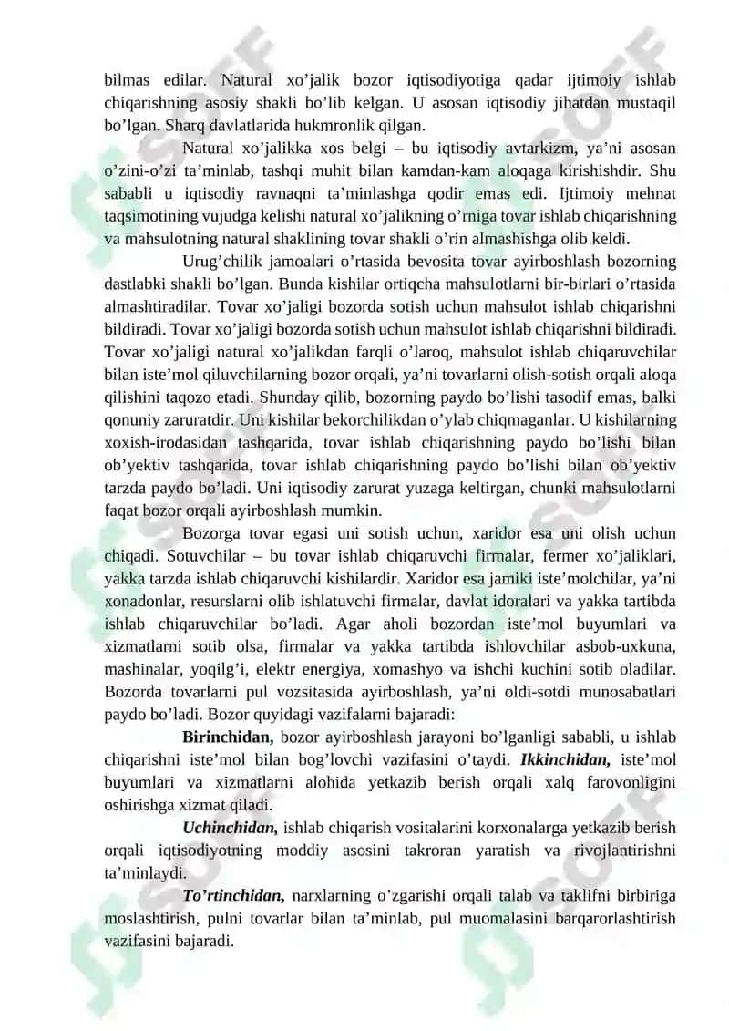 Bozor iqtisodiyotiga o’tishning obyektiv zaruriyati 4