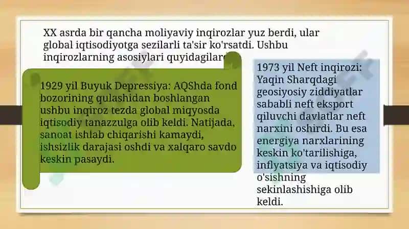 XX asrda bank tizimida roʻy bergan asosiy oʻzgarishlar 4