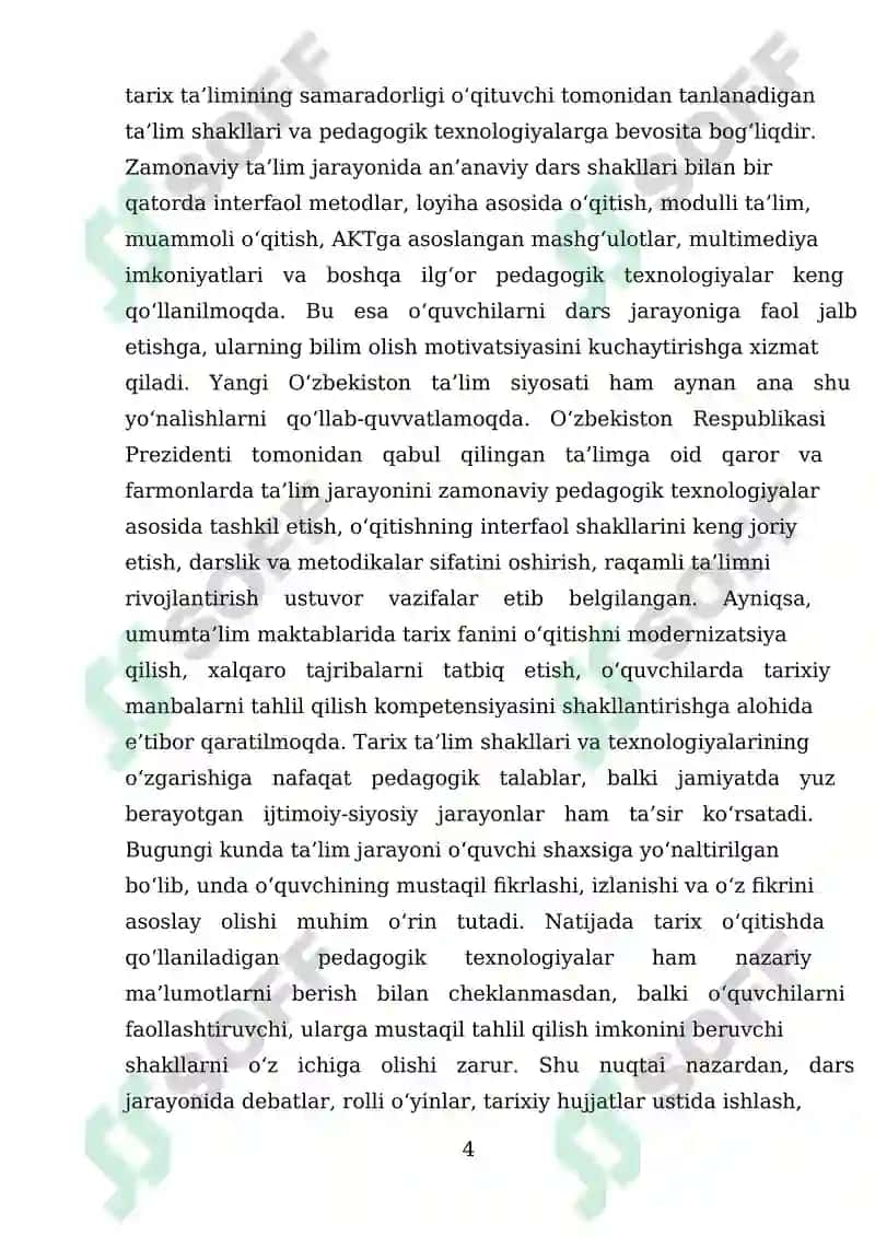 Tarix O’qitish Metodikasi 4