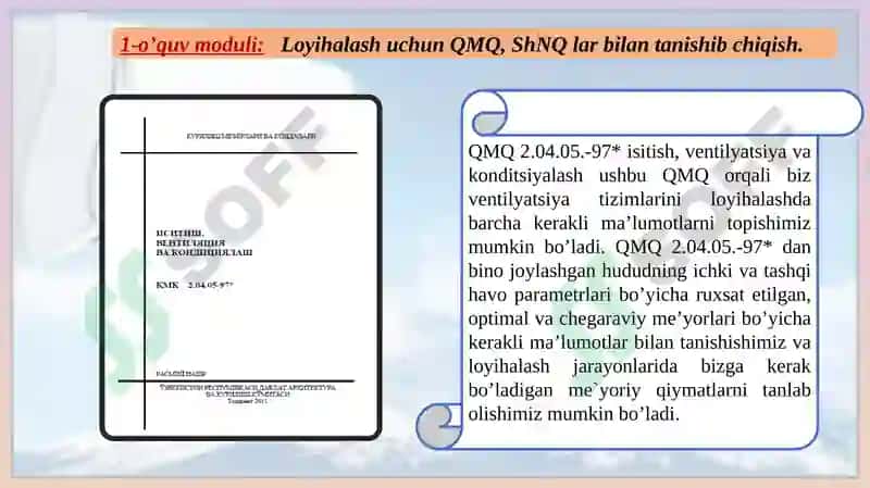 Ichki va tashqiq havo ning hisobiy parametrlari 4