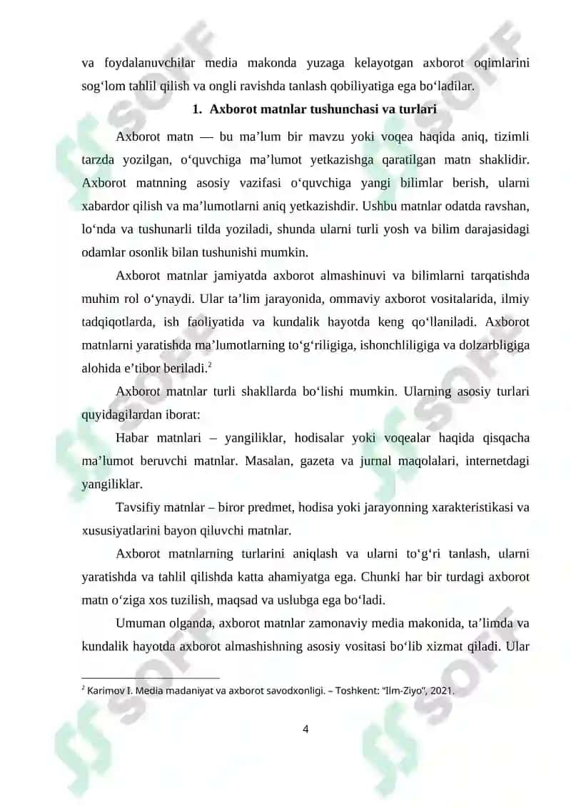 AXBOROT MATNLAR BILAN ISHLASH VA MEDIA MADANIYAT 4