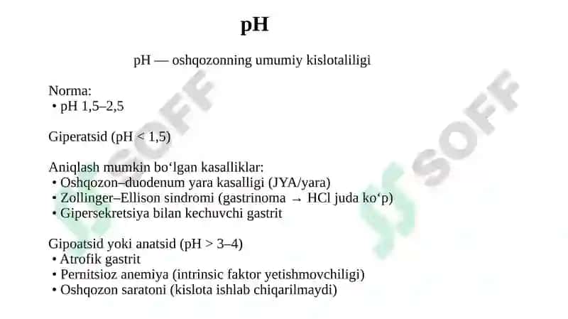 Oshqozon suyuqligi tashhisining klinik ahamiyati. Giperatsid holatlarda va oshqozon-ichak yara kasal 4