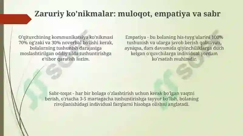 Boshlang'ich sinf o'qituvchisining shaxsiy fazilatlari 4