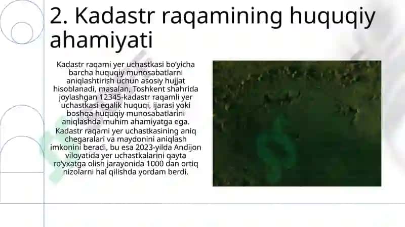 Yer uchaskasiga beriladigan kadastr raqamini shakllantirish 4
