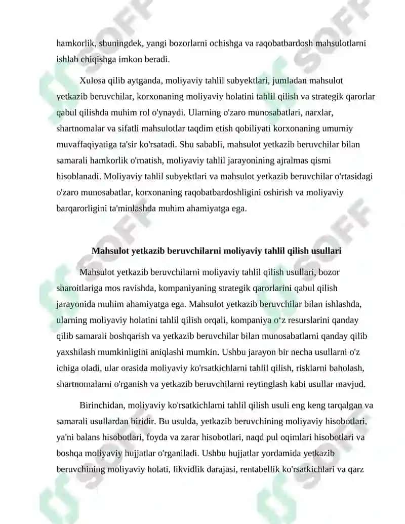 Moliyaviy tahlil subyektlari mahsulot yetkazib beruvchilar 4