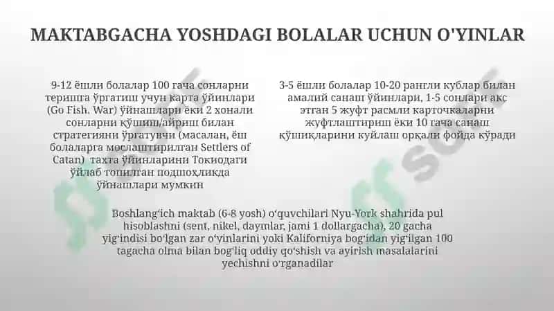 Bolalarni sanashga oʻrgatish vazifalari 4