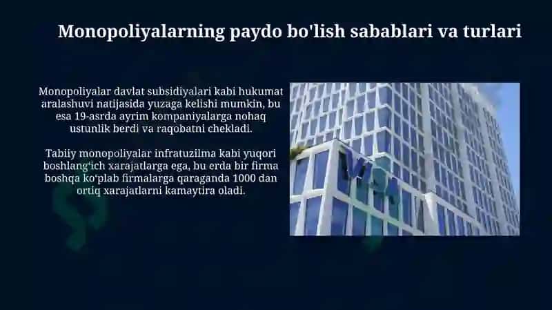 Monopoliyalar: Ta'rif va xususiyatlar 4