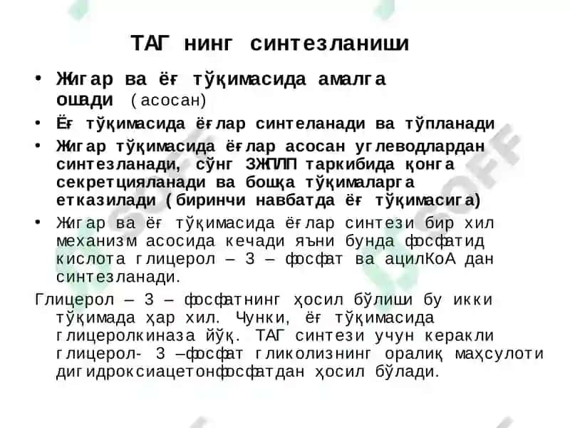 Ёғларнинг оралиқ алмашинуви, унинг бошқарилиши ва бузилиши 4