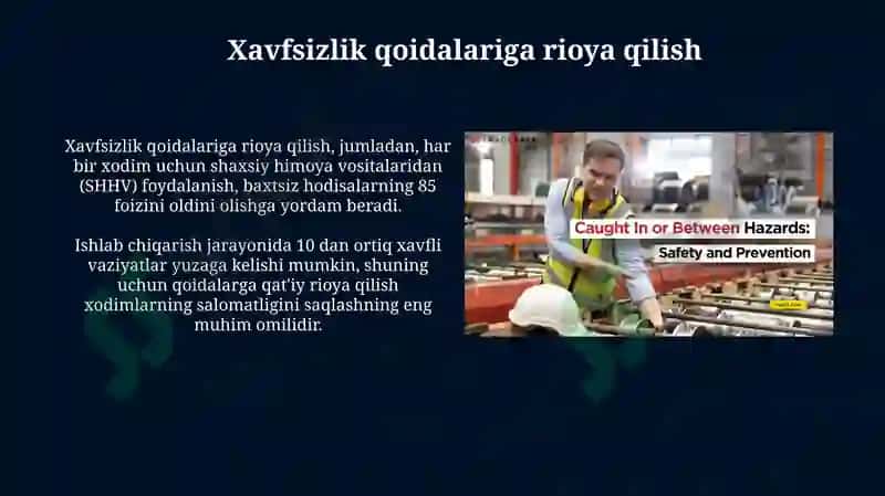 Ishlabchiqarish maydonlarida ishlayotgan ishchilarni favqulot davaziyatlardan muxofaza yo'llari 4
