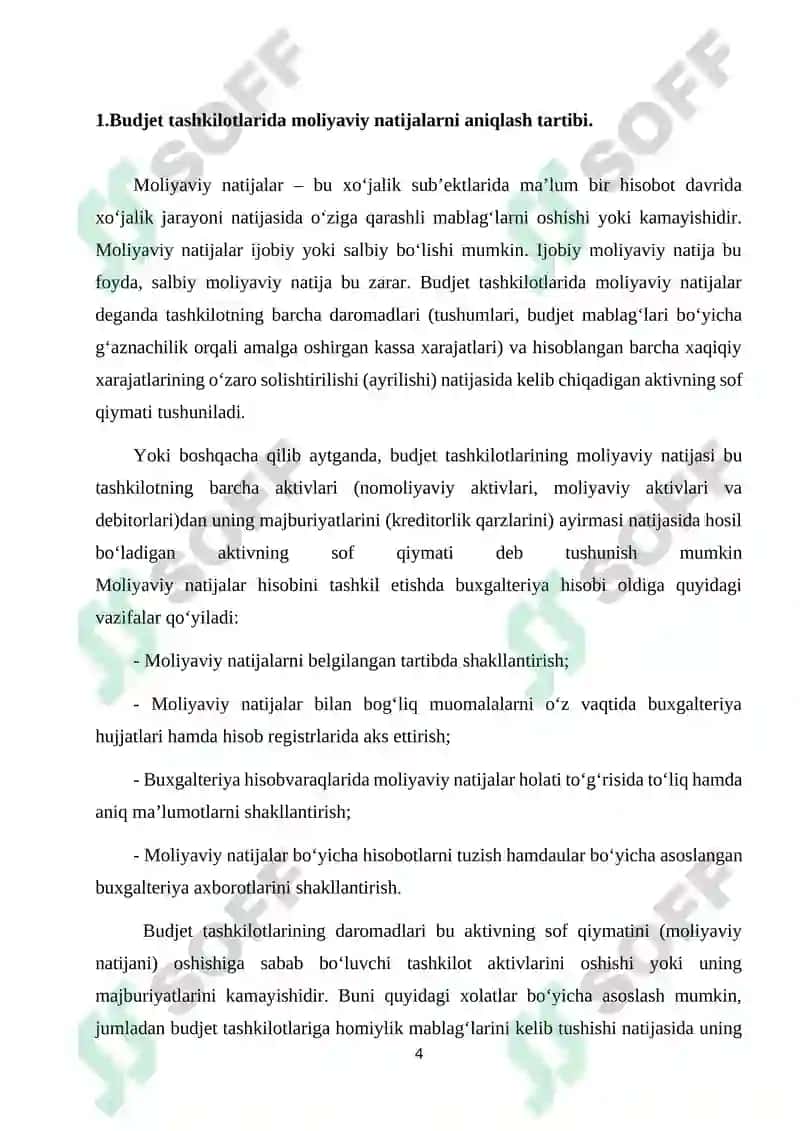BUDJET TASHKILOTLARIDA MOLIYAVIY NATIJALAR XISOBI VA MOLIYAVIY HISOBOTLAR 4