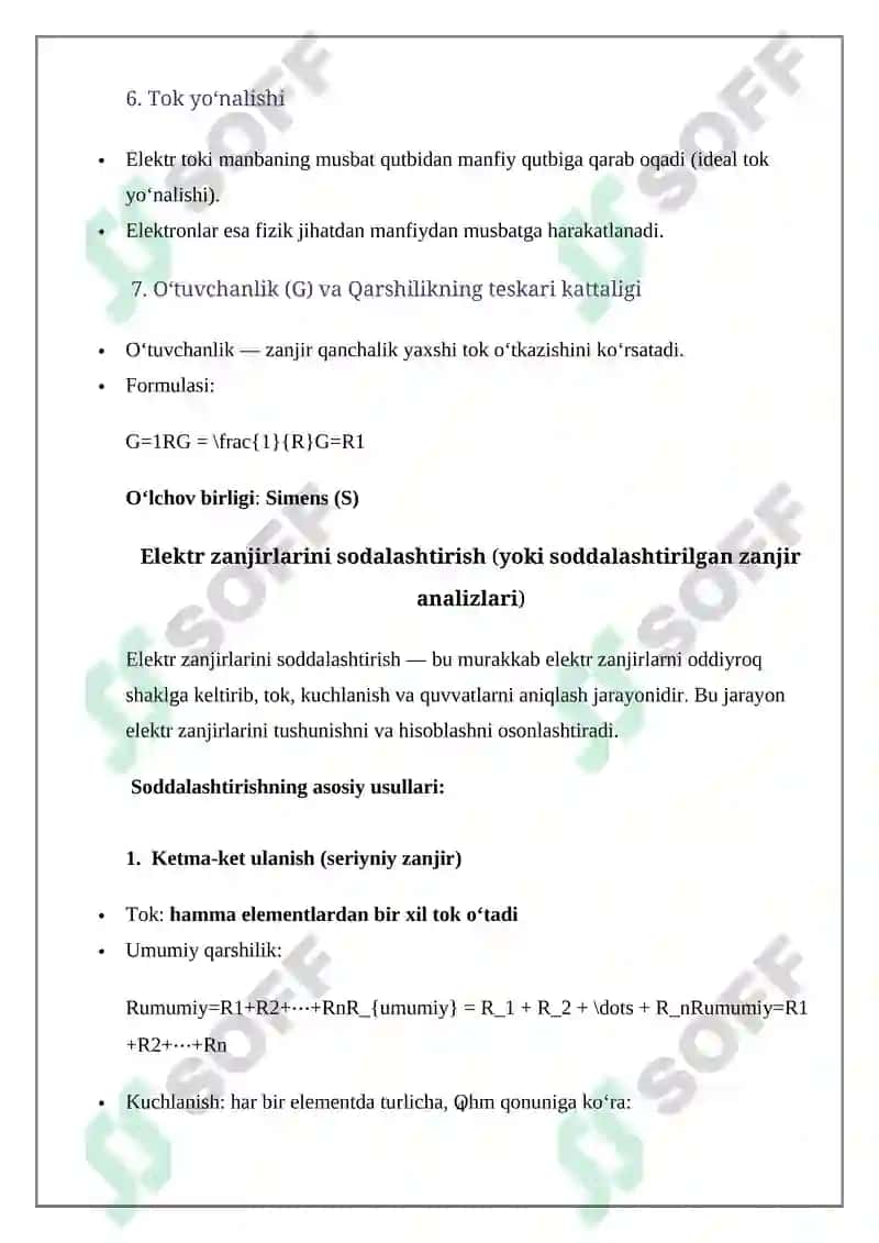 Elektr zanjirlarining fizik xususiyatlari va elektr zanjirlarini soddalashtirish 4