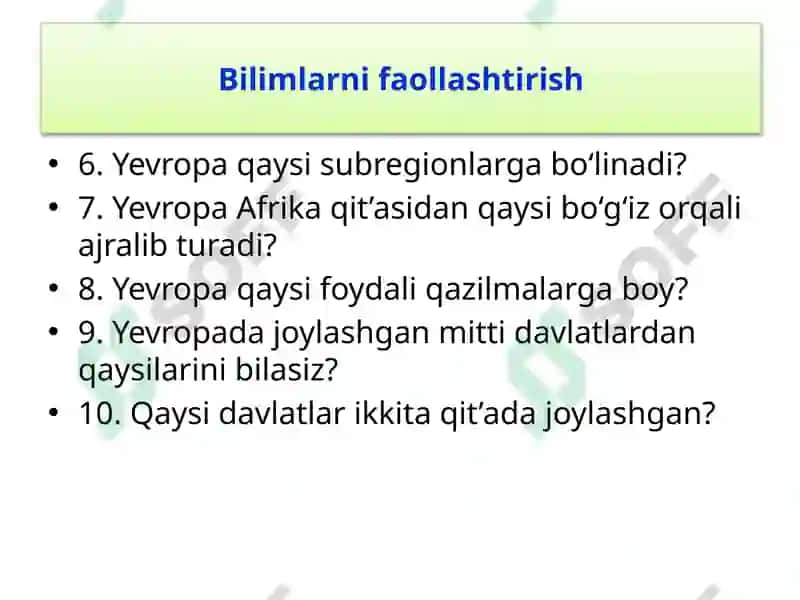 Yevropaning Geografik O'rni 4