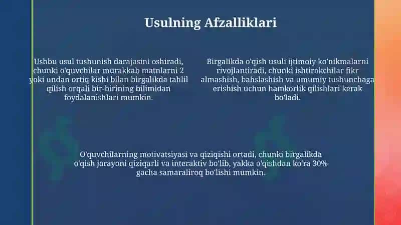 "Birgalikda oʻqiymiz metodidan foydalanish" 4
