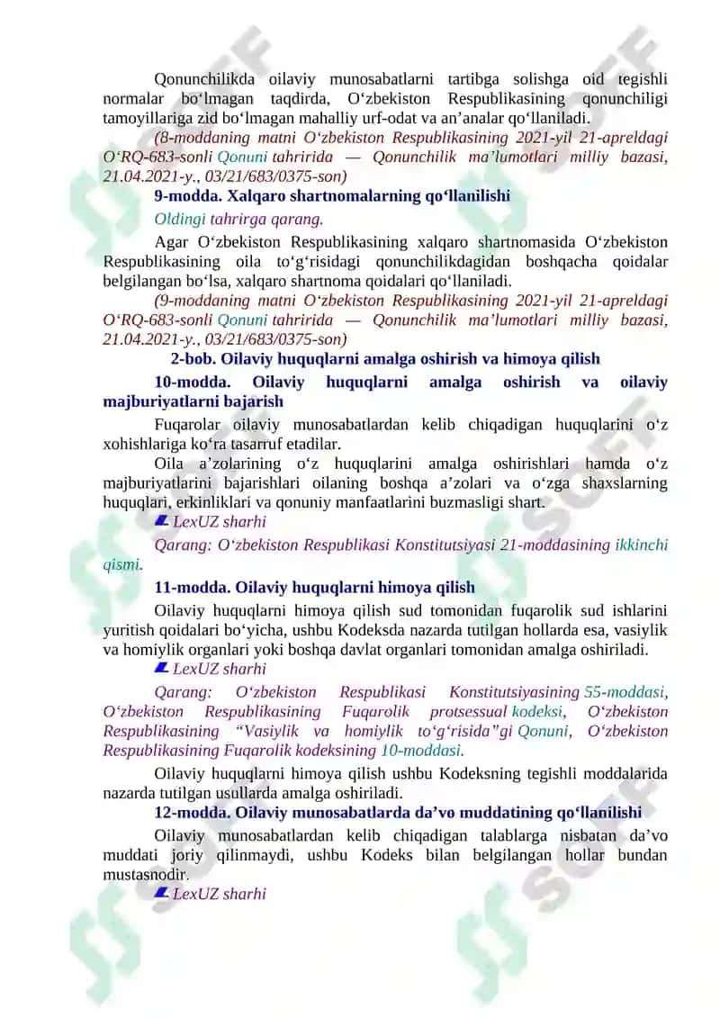 O‘zbekiston Respublikasining Oila Kodeksi 4