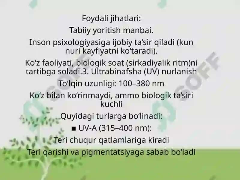 Quyosh radiatsiyasi va uning gigiyenik ahamiyati 4