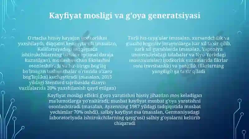 Kognitiv jarayonlar va ijodda emosiyaning ro'li 4