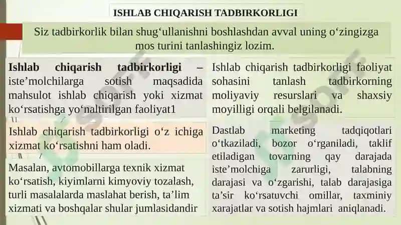 TADBIRKORLIK FAOLIYATI VA TADBIRKORLIK KAPITALI 4