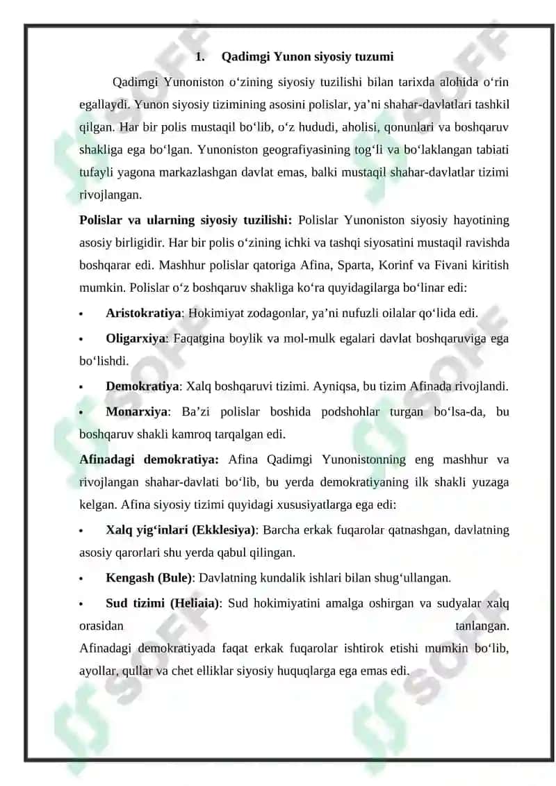 Referat on Qadimgi Yunon va Rim siyosiy tuzumining shakllanishi 4