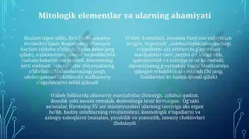 O'zbek xalq dostonlarini g'oyaviy va badiiy tahlil qilish 4