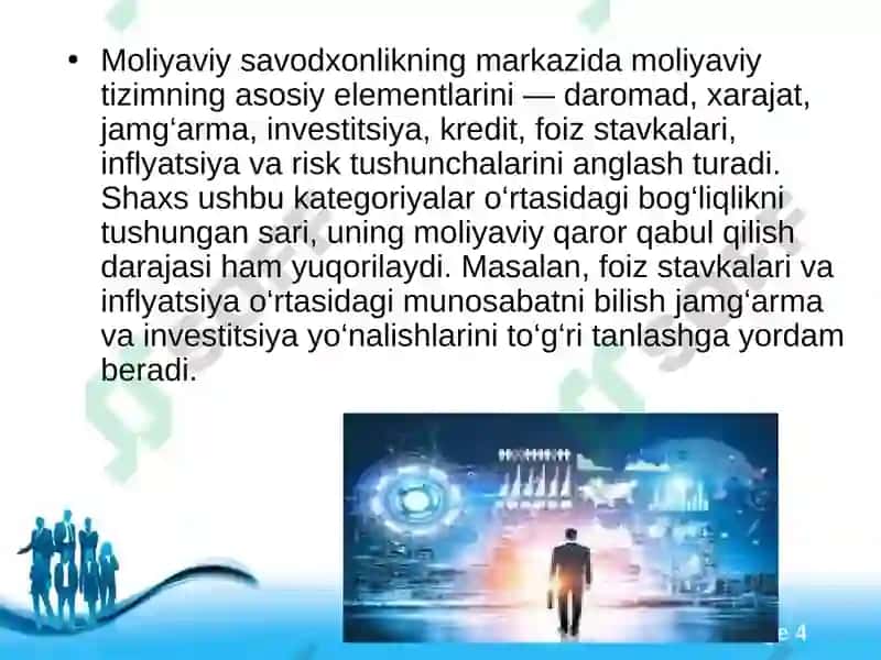 Moliyaviy savodxonlik darajasi va uning aholi turmush darajasiga ta'siri 4