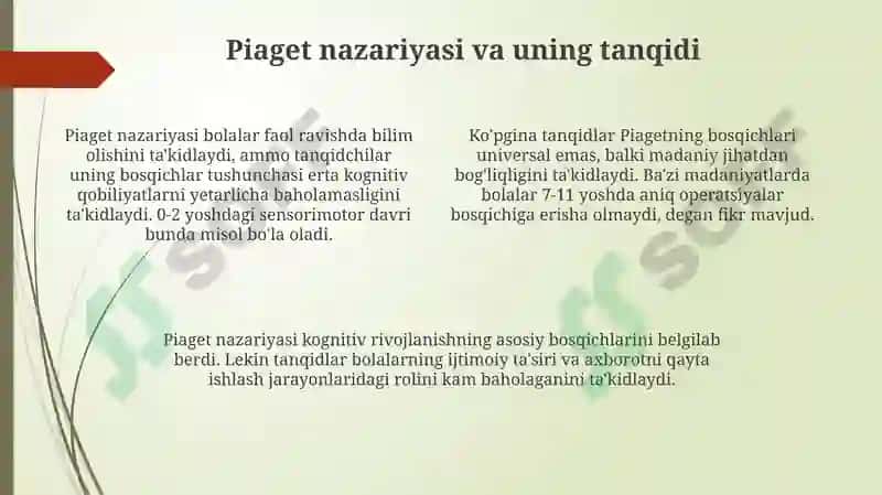 Kognitiv rivojlanishning asosiy bosqichlari 4