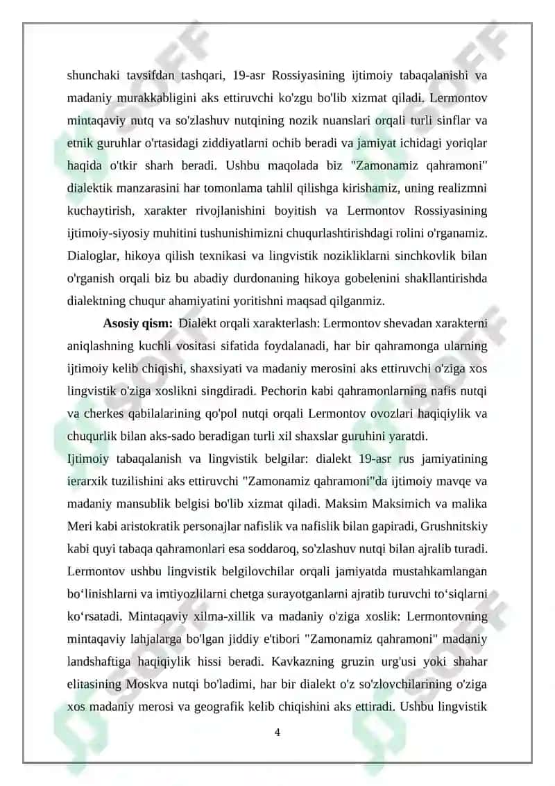 LERMANTOVNING HOZIRGI ZAMON QAHRAMONI ASARIDAN SHEVAGA OID SO’ZLAR 4