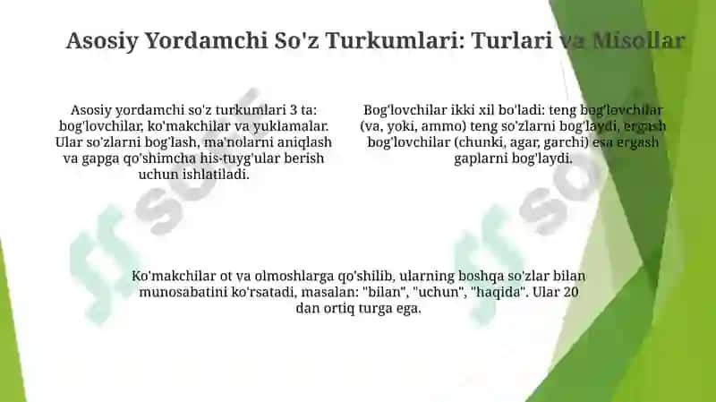Yordamchi So'z Turkumlari 4