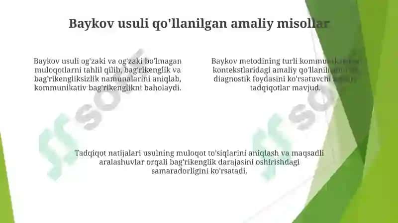 Baykovning kommunikativ tolerantlikni tashxislash usuli 4