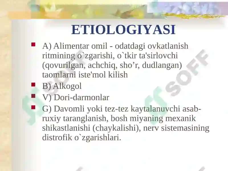 Oshqozon yara kasalligi etiopatogenezi 4