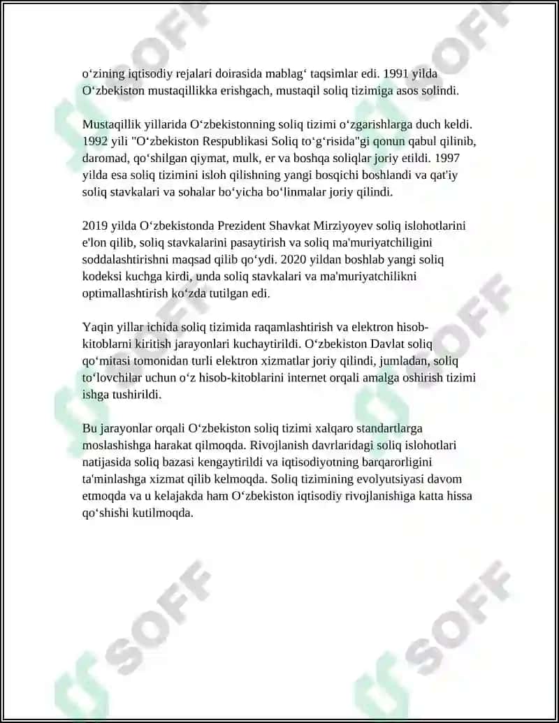 O'ZBEKISTON RESPUBLIKASI SOLIQ TIZIMINING SHAKLLANISH BOSQICHLARI 4