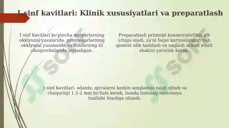 G.V. Blek bo'yicha karies kovaklarining klinik-topografik tasnifi 4