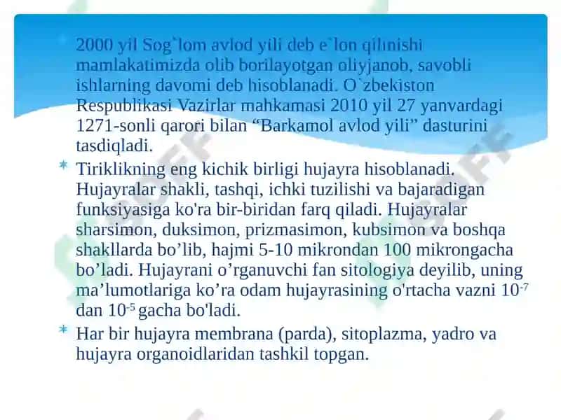 Ma’ruza. Kirish. Osish va rivojlanishning umumiy qonuniyatlari. Organizm va muhit 4