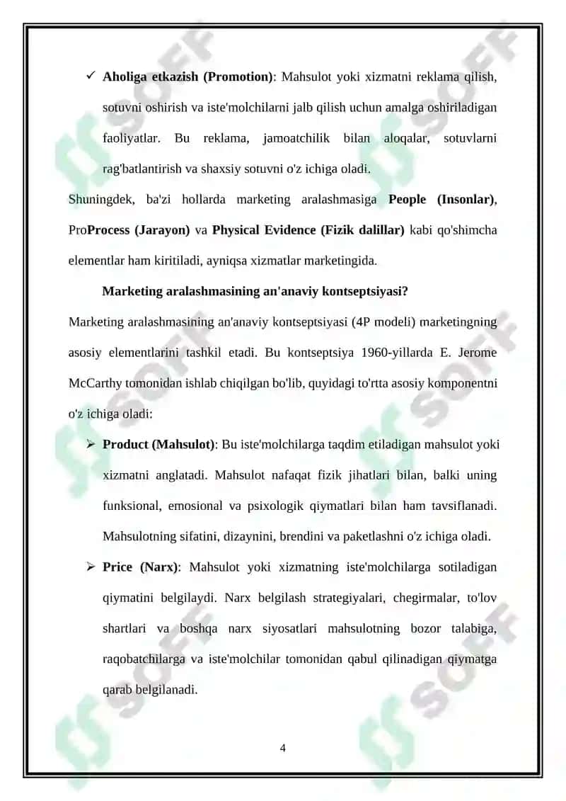Marketing aralashmasini tahlil qilish 4