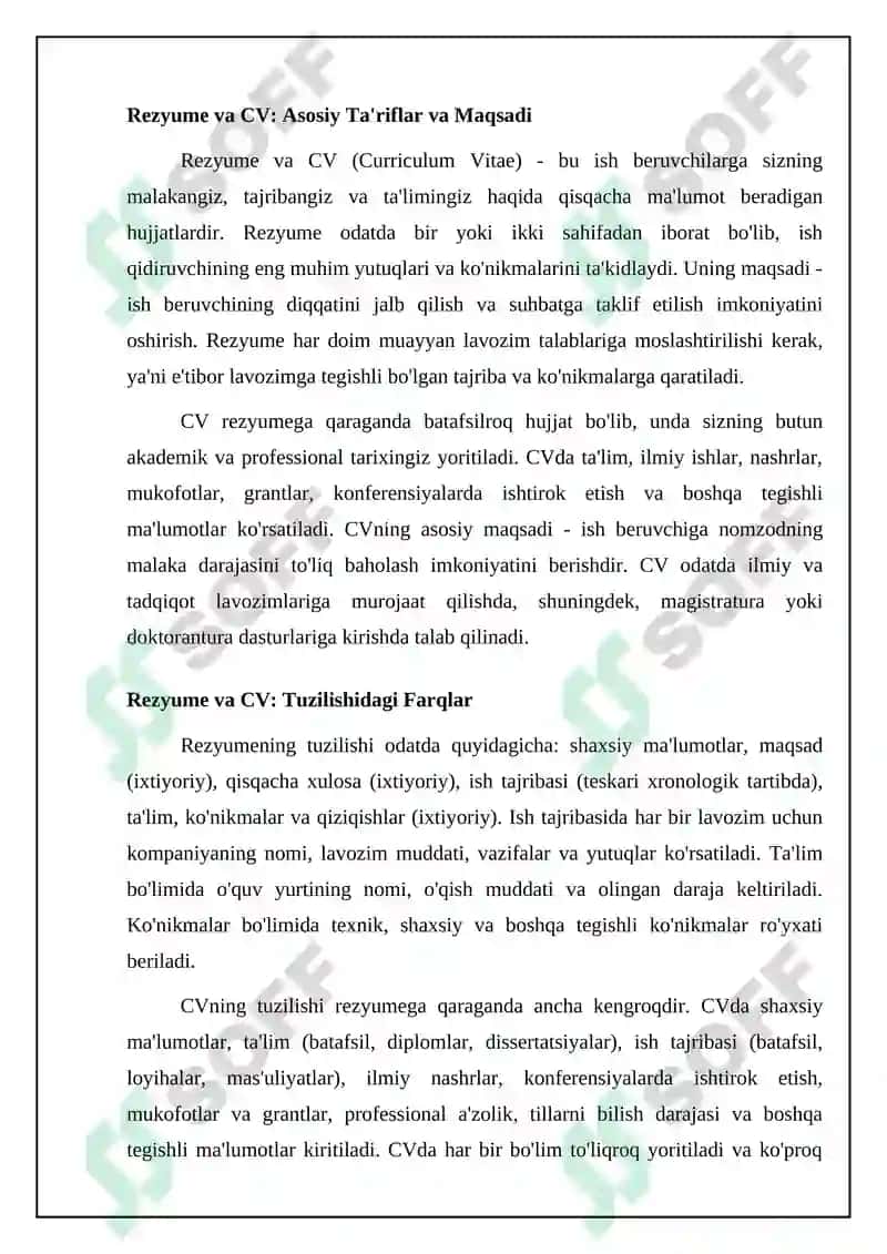 Rezyume, CV, Ma’lumotnoma hujjatlari 4
