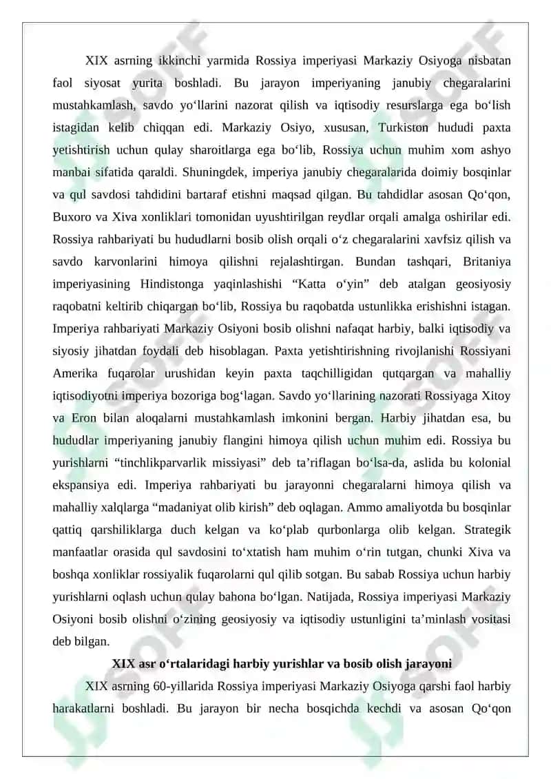 Turkistonda Rossiya imperiyasi mustamlaka boshqaruv tuzumining qaror topishi 4