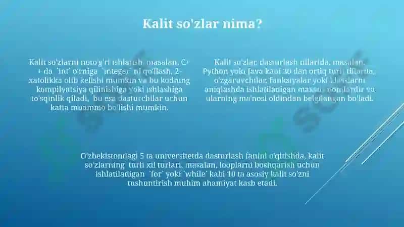 Identifikatorlar va kalit soʻzlar 4