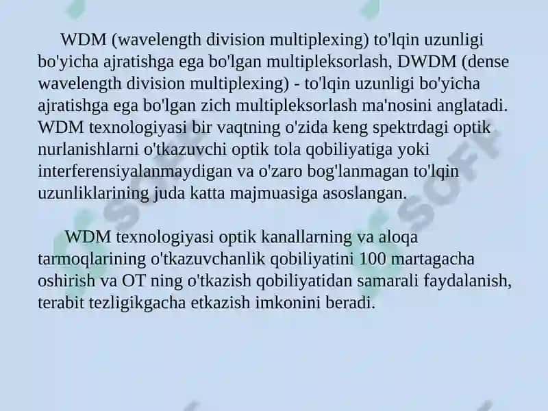 To‘lqinlizichlashtirishlitolalioptikaloqatizimlari 4